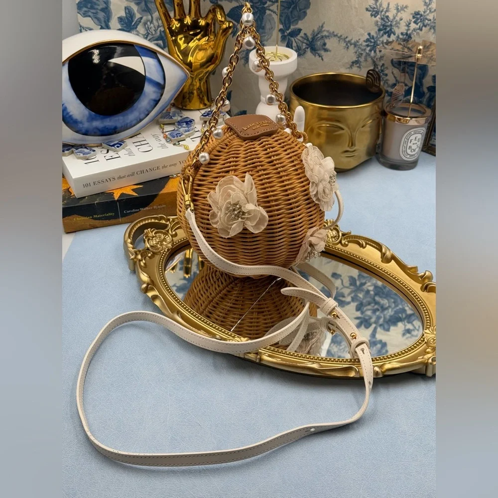 🆕 KATE SPADE NEW YORK 🧿 NWOT Bridal Wicker Bouquet Lantern Crossbody *SAMPLE*